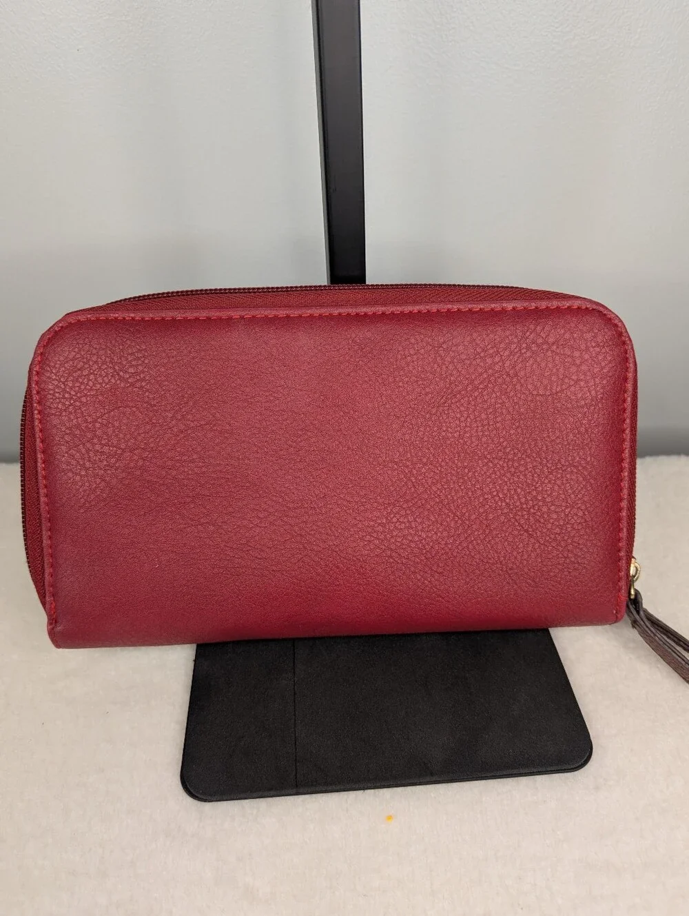 b.ø.c. Born Concept Red & Brown Double Zip-Around Organizer Wallet